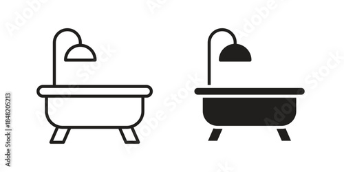 Bathroom icons. Minimal logo design element, vector illustration.