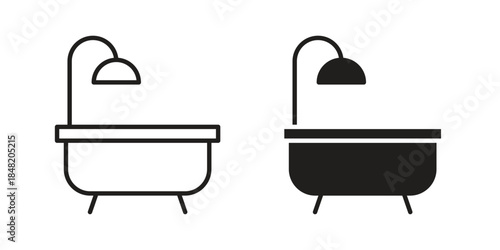 Bathroom icons. Minimal logo design element, vector illustration.
