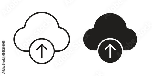 Cloud upload icons. Minimal logo design element, vector illustration.
