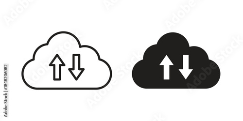Cloud sync icons. Minimal logo design element, vector illustration.