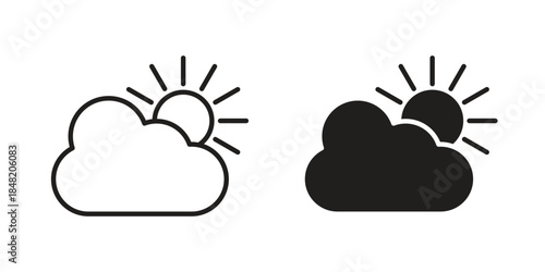 Cloudy Day icons. Minimal logo design element, vector illustration.