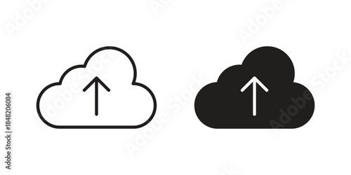 Cloud upload icons. Minimal logo design element, vector illustration.