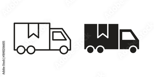 Delivery van icons. Minimal logo design element, vector illustration.