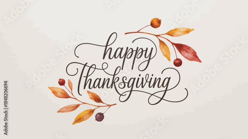 Warm Happy Thanksgiving Wishes with Autumn Leaves Decoration