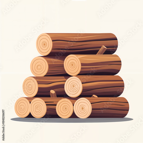 Stacked firewood logs illustration isolated on white