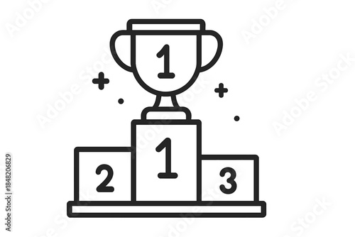 First Place Trophy on a Winner's Podium