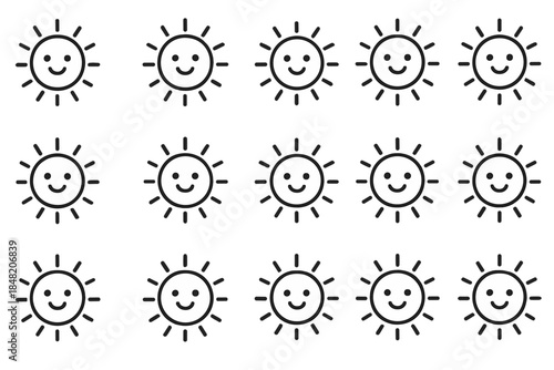 Seamless pattern of smiling sun icons