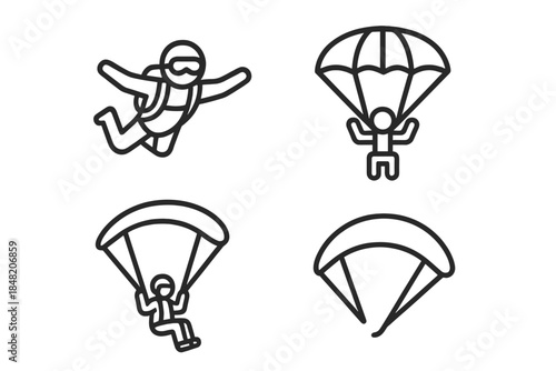Skydiving Icons Set