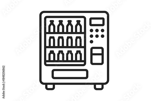 Vending machine icon with drinks on shelves