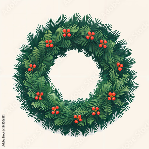 Christmas wreath decoration illustration isolated on white
