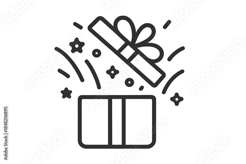 Surprise Gift Box Icon with Confetti