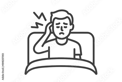 Person with Headache Lying in Bed Icon