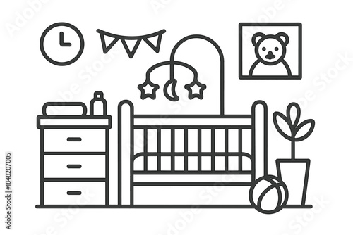 Baby room outline illustration