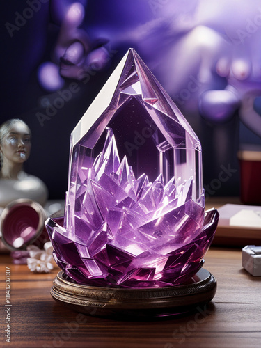 Purple Christmas crystal ornament isolated on white background