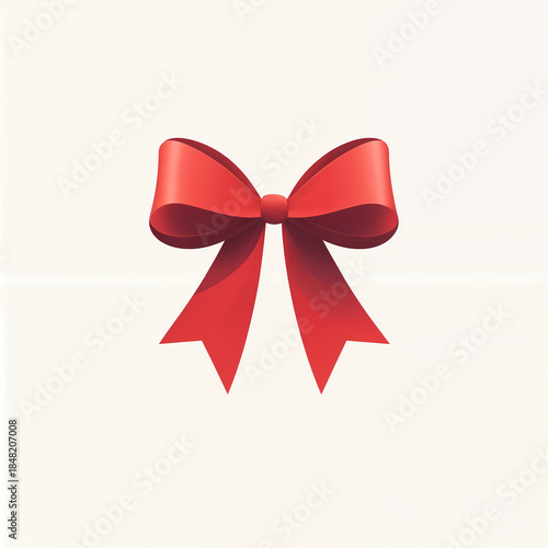Red ribbon bow Christmas decoration isolated on white