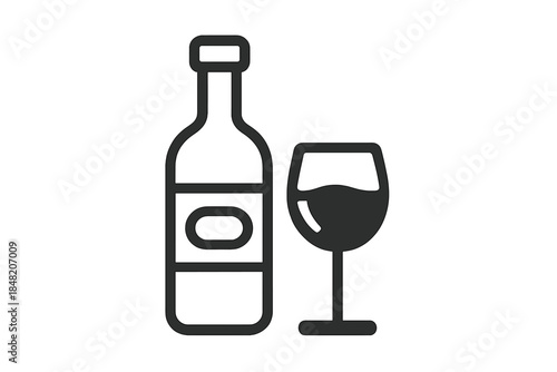 Wine Bottle and Glass Icon