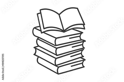 Stack of books with one open book on top