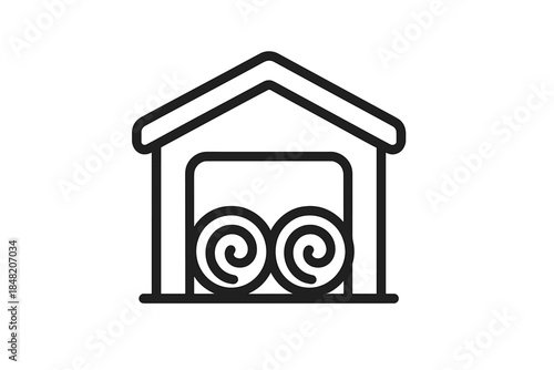 Abstract garage with hay bales icon