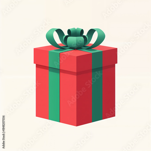 Christmas gift box with ribbon isolated on white