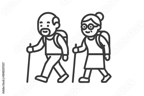 Elderly Couple Hiking Together