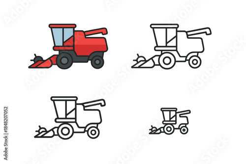 Set of combine harvester icons