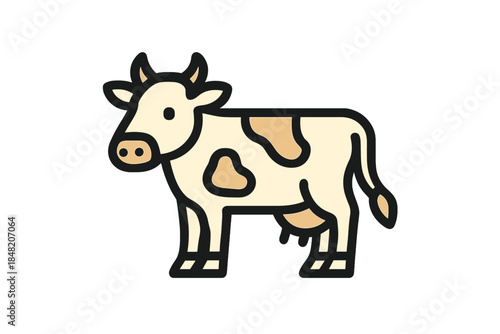 Cartoon illustration of a cow on a grey background