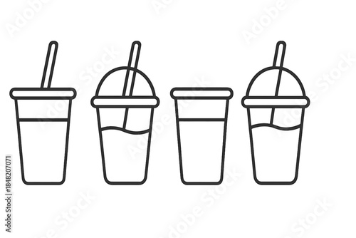 Four outline icons of drinks on a gray background