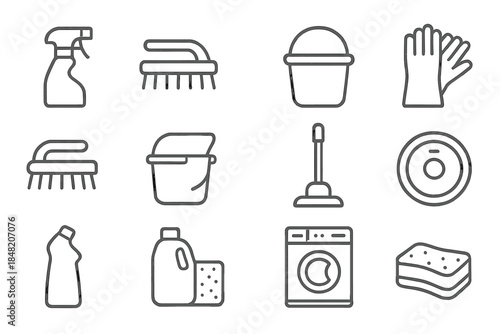 Cleaning icons and symbols on a dark background