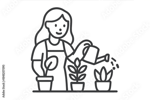 Gardener watering plants icon