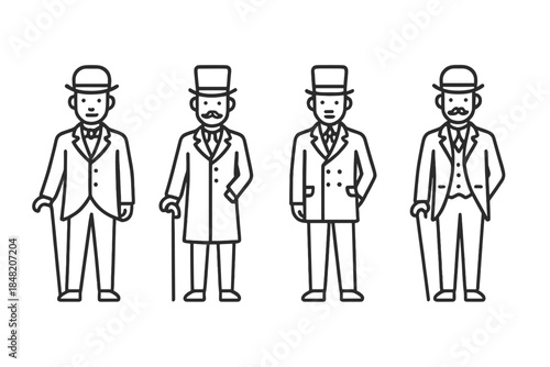 Vintage Gentlemen Line Art