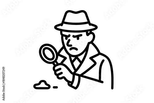Detective with Magnifying Glass Examining Evidence
