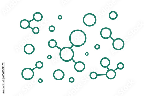 Abstract network of glowing teal circles on a dark background
