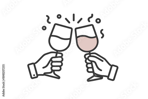 Cheers with wine glasses and confetti