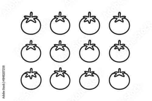 Seamless pattern of tomato outlines on a dark gray background