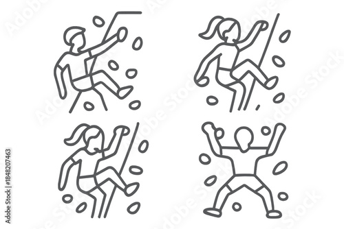 Rock climbing icon set