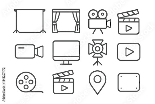 Film and video production icons set