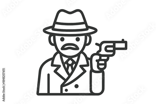 Man in fedora hat holding a handgun