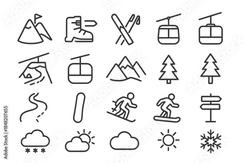 Winter Sports and Mountain Icons
