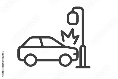 Car Accident with Street Light Icon