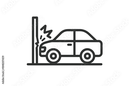 Car crashing into pole icon
