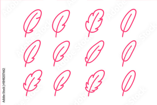 Pink Neon Feathers on a Dark Gradient Background