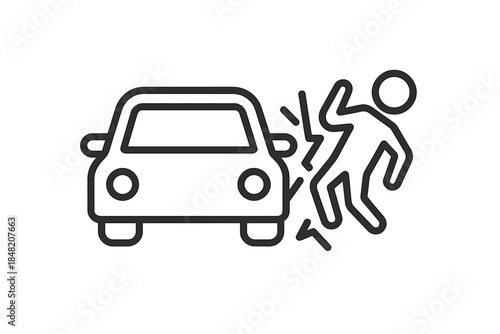 Car accident icon depicting a pedestrian being hit