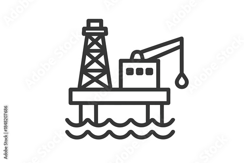 Oil rig in the sea icon