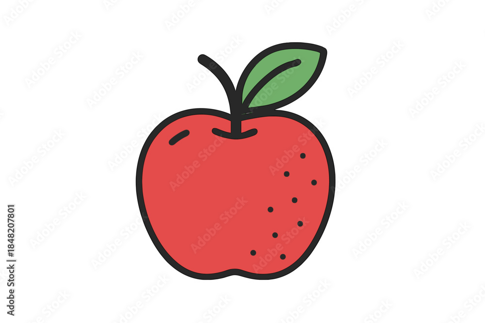 Fototapeta premium Red Apple with Leaf on Green Gradient Background