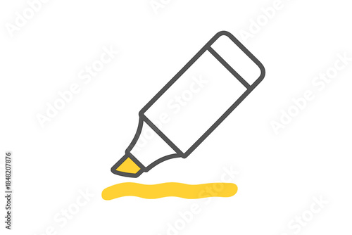 Yellow highlighter marker drawing a line