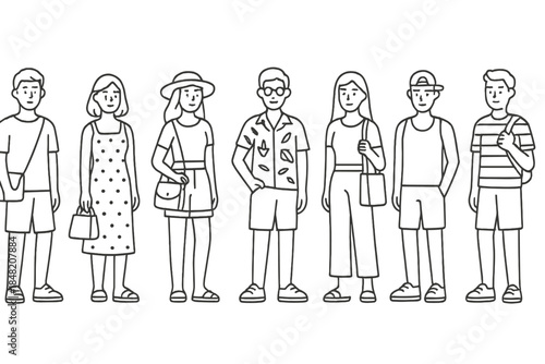 Diverse group of people standing in a line