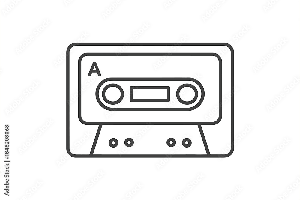 Fototapeta premium Cassette tape outline with a soft gradient background
