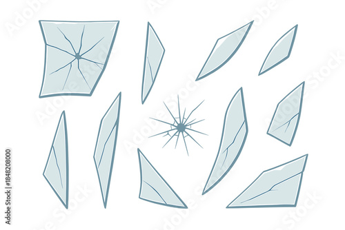 Broken Glass Shards with Glowing Outline