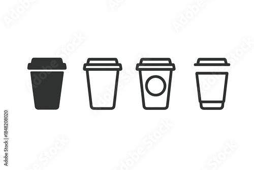 Four coffee cups in a row