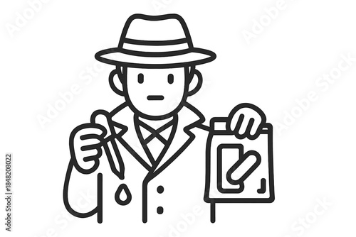 Detective holding a knife and a evidence bag